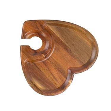 Imagem de Bothyi Prato de servir aperitivos, tábua de cupcake, bandeja portátil leve para servir lanches com suporte para copos para festas, catering, queijos e carnes, em Forma de Coração