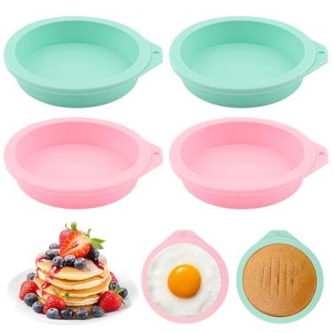 Imagem de 4 peças de molde de ovo de fritadeira a ar, moldes de silicone para mordidas de ovo para assar muffin, molde de mini panqueca de 10 cm antiaderente para assar pão de hambúrguer, acessórios para