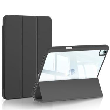 Imagem de Smartdevil Capa para iPad Air de 13 polegadas 2024 (M2, 6ª geração) com suporte para lápis, capa fina com suporte de três dobras com parte traseira rígida transparente, proteção antidobra, despertar