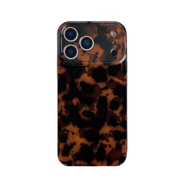 Imagem de Capa de telefone estética de tartaruga para iPhone 17 Pro Max, linda estampa retrô de leopardo com proteção total da câmera moderna macia TPU protetora chique marrom âmbar para mulheres (para iPhone