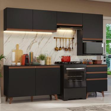 Imagem de Armário De Cozinha Completa 250cm Preto Reims Madesa 08 Preto