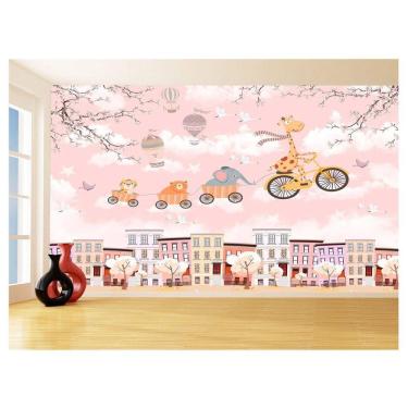 Imagem de Papel De Parede 3D Infantil Nuvens Girafa Babê 3,5M Azs353