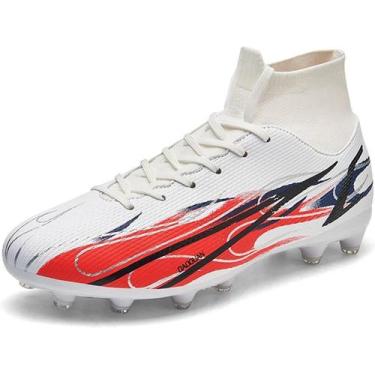 Imagem de Tênis de futebol masculinos de futebol com pontas longas, couro e borr