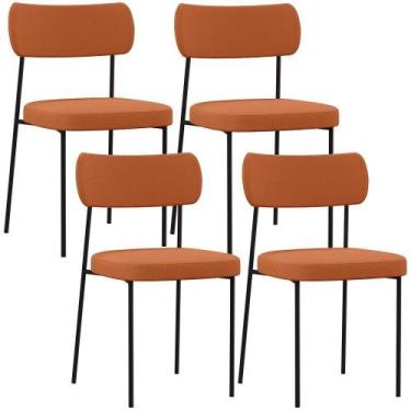 Imagem de Kit 04 Cadeiras Decorativa Para Sala De Jantar Melina L02 Tecido Terra