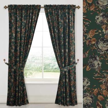 Imagem de Cortinas StangH Green Velvet com 213 cm de comprimento com estampa flo