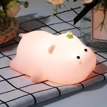 Imagem de Luminária Infantil Abajur LED Siliconado Baby Hippo AKL-L011 - SANYUEY