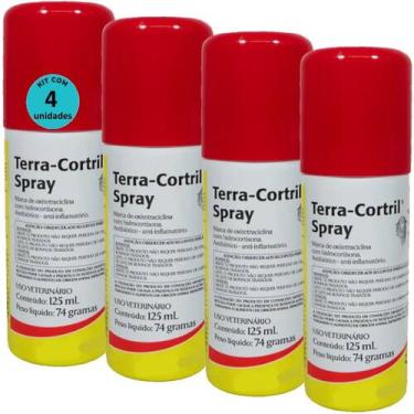 Imagem de Terra Cortril Spray 125ml Zoetis Kit com 4