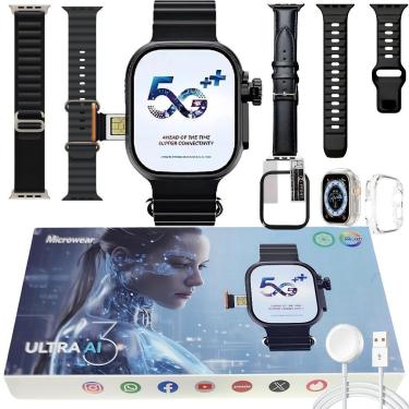 Imagem de Smart Watch Microwear Ultra 3 AI 5g Chip Camera Android Amoled ChatGpt Baixa Apps + Acessorios-Unissex