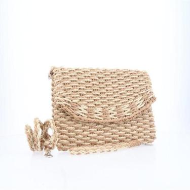 Imagem de Bolsa de Palha Transversal Estilo Praia com Trama Bicolor - BAUARTE, C