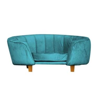 Imagem de Poltrona Cama Caminha Pet Laddi Veludo Azul Turquesa Dvinn Azul Turque