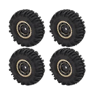 Imagem de Generic Pneu de Borracha RC, Aro de Latão Robusto 7mm Unidade Hexagonal Preto Diâmetro Externo 2,17 Polegadas 4pcs Pneu de Roda de Carro RC SCX24 1/24 (Buraco Redondo)