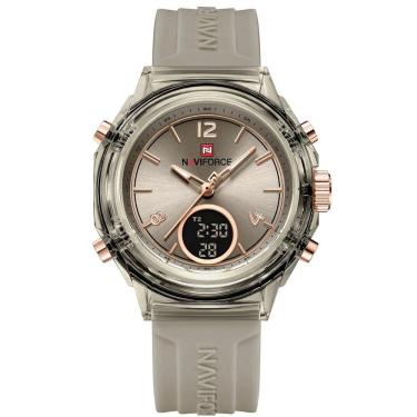 Imagem de Relógio Feminino Display Duplo Design Fashion Retro De Quartzo Mostrador Redondo Luminoso Marrom