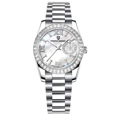 Imagem de Relógio Feminino Mostrador Em Numero Romanos Com Strass Movimento De Quartzo Branco