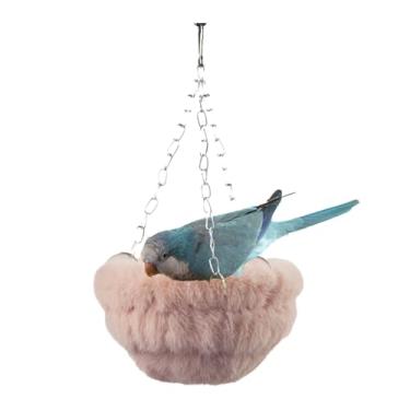 Imagem de CXYYXF Rede suspensa de papagaio de luxo de pele de coelho sintética: ninho de inverno quente ultramacio para periquitos, periquitos, calopsitas, pombinhos, conures. Área de dormir/brincar, presente