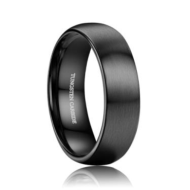 Imagem de ORAZIO Anéis de casamento de tungstênio para homens 6/8 mm aliança de casamento masculina preto/prata/banhado a ouro, acabamento fosco escovado borda polida aliança de compromisso masculino joia