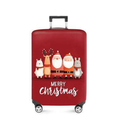 Imagem de FOREVER QUEEN Capa protetora elástica para bagagem de Natal serve para acessórios de viagem de 50 a 86 cm, Vermelho - Feliz Natal, L(fits 28-30Inch suitcase), Mármore