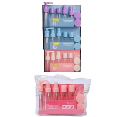 Imagem de Kit Viagem com 9 Peças, Conjunto de Frascos Porta Shampoo com Necessaire Ideal para Mala e Bagagem de Mão – Porta-Shampoo Porta-Condicionador Cosméticos - Opção na Cor Branco