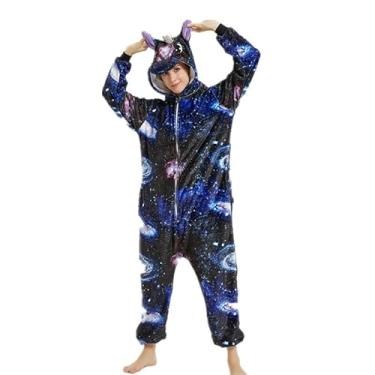 Imagem de Plustrong Fantasia de unicórnio de galáxia, macacão para adultos, mulheres, homens, pijamas de uma peça, cosplay (unicórnio galáxia, GG)