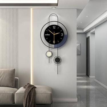 Imagem de Hoernflk Relógio de parede grande, relógios de parede operados por bateria, relógios pretos silenciosos sem tique-taque para sala de estar, cozinha, quarto, sala de jantar, escritório (preto, 35,56 x