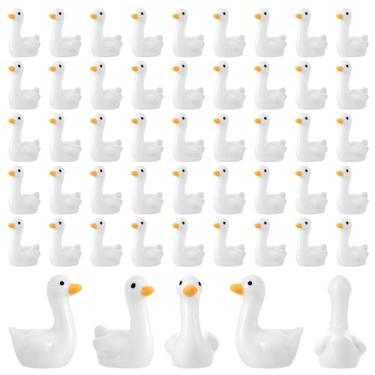 Imagem de GGSTDDUP 50 mini estatuetas de ganso, mini decoração de ganso de mesa animais de resina pequena estátua de gansos de resina estatuetas em miniatura de gansos para jardim, aquário, casa de bonecas