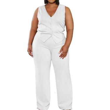 Imagem de Conjunto de roupas de duas peças, moda feminina plus size de verão - C