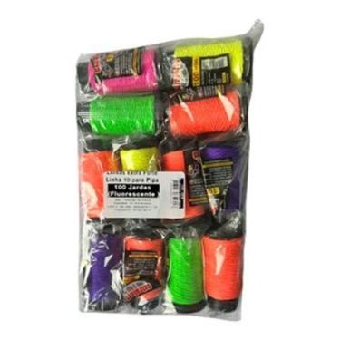 Imagem de Kit 6 Linhas De 100 Jardas Pipa Fluorescente - Extra Forte