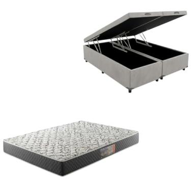 Imagem de Cama Box Baú Bipartida Blindada com Colchão de Espuma D33 20cm (CORINO CINZA, King)