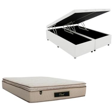 Imagem de Cama Box Baú Bipartida Blindada com Colchão Cloud Molas Ensacadas C/Pillowtop 32cm (CORINO BRANCO, Queen)