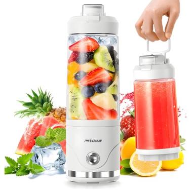 Imagem de PROCHAIN Liquidificador portátil, liquidificador pessoal sem fio de 623 g, espremedor elétrico recarregável por USB para vitaminas, gelo, viagens, copo de shakes de proteína, livre de BPA, lavável na