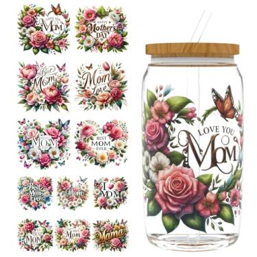 Imagem de Elewins 12 peças de papel de transferência UV DTF para Dia das Mães, envoltórios de copo UV DTF para 473 ml, óculos, mesas, cadeiras, computadores, papel de transferência UV DTF de alta viscosidade