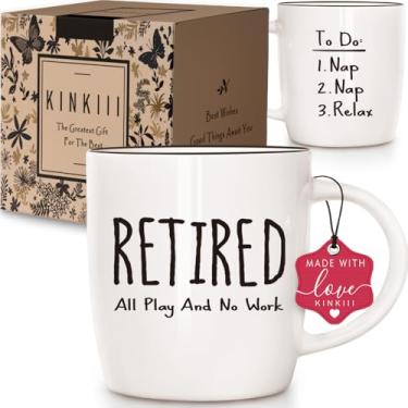 Imagem de Kinkiii Caneca de café engraçada para aposentadoria presente para homens aposentados, caneca humorística presente para aposentado ele, seus avós, pais, esposa, marido, chefe, professor, enfermeira