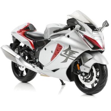 Imagem de Modelo de motocicleta 1:12 brinquedo para Suzuki Hayabusa metal fundido com plástico modelo de motocicleta para Maisto sem necessidade de montagem, mini presente de moto acabado para adultos (prata)