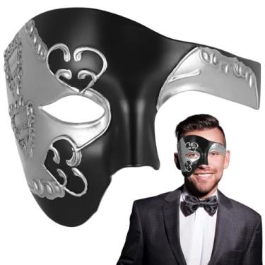 Imagem de Máscara fantasma veneziana confortável para festa à fantasia de Halloween, máscara de meia face com fitas, máscara fantasma da ópera, máscara de baile de máscaras, leve