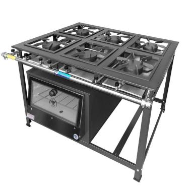 Imagem de Fogão Industrial 6 Bocas Simples Alta Pressão Mr Fogões Com Forno P7 Tradicional
