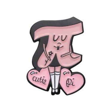 Imagem de Alfinetes de broche Cute Pi Symbol com corações rosa Cartoon Math Bl -