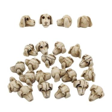 Imagem de Conjunto de esculturas decorativas, mini resina de caveira de cachorro