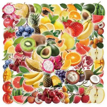 Imagem de Adesivos de frutas, 50 peças de adesivos de vinil impermeáveis para la