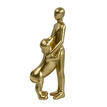 Imagem de SIETIOJI Estátua decorativa de jardim, escultura de homem e cachorro, arte abstrata moderna, acabamento em pedra cinza (glod)