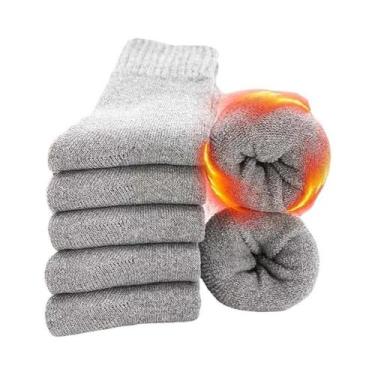 Imagem de Meias Masculinas de Lã Merino - 5 Pares de Meias Quentes para Inverno,