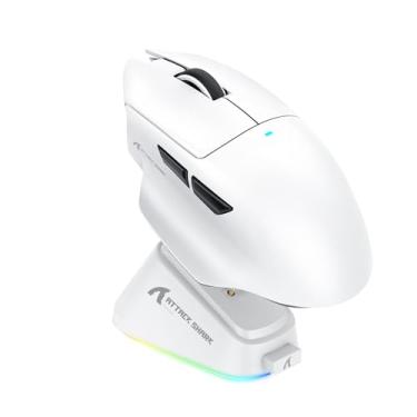 Imagem de ATTACK SHARK Mouse para jogos V6 com fio, chip Broadcom BK52820, PixArt PAW3311 25K DPI, 65 g leve, interruptores ópticos de 100 m cliques, driver de IA na nuvem para PC/Mac, branco