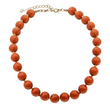 Imagem de JNF Colar de gargantilha turquesa grossa feminina com contas grandes e turquesa, X-Large, Acrílico, Sem Pedra Preciosa