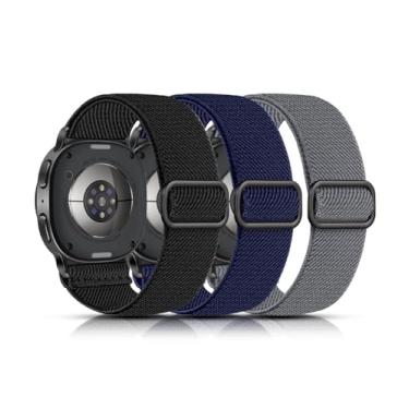 Imagem de Lerobo Pulseiras elásticas compatíveis com Samsung Galaxy Watch 8 de 40 mm e 44 mm/para Galaxy Watch 8 Classic de 46 mm, pacote com 3 pulseiras esportivas de nylon ajustáveis de 20 mm para homens e