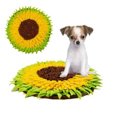 Imagem de MHTTEC Tapete de girassol para coelhos, tapete interativo de lã polar para animais de estimação, brinquedo interno para cobaias, chinchilas, furões, animais pequenos