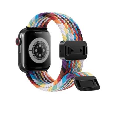 Imagem de Pulseira magnética elástica compatível com Apple Watch séries 10, 9, 8, 7, 6, 5, 4, SE, 3, 2, 1, ultra feminina e masculina, arco-íris