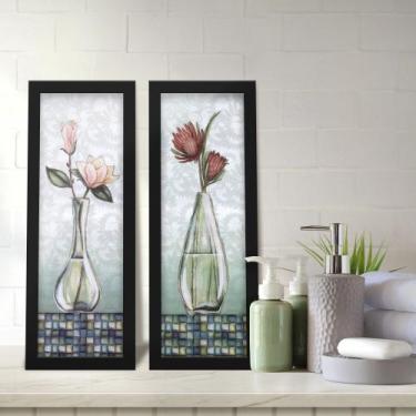 Imagem de Kit 2 Quadros Lavabo Banheiro Sala Cozinha Vaso Flores Decoração - Del