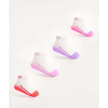 Imagem de Kit 5 Meias Infantil Recorte Marisa-19201, Branco, Rosa, 19/23