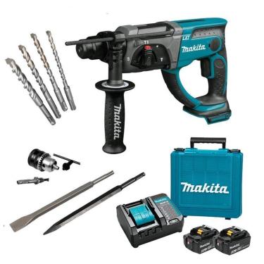 Imagem de Martelete Combinado Makita Dhr202Z 18V + Kit Com 2Bat 6Ah