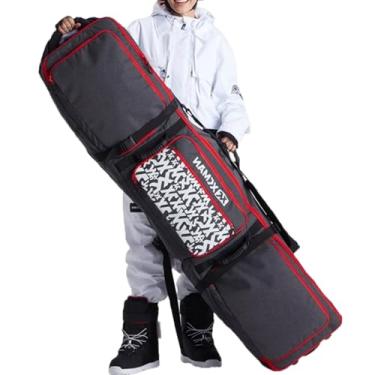 Imagem de Mala acolchoada para snowboard com rodas, Armazenamento para botas de esqui, capacete e jaqueta para viagens aéreas, 65 polegadas (expansível até 80,7 polegadas),Red