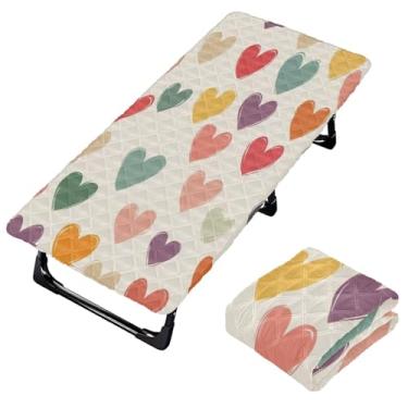 Imagem de Burbuja Lençol de berço de corações dos namorados para crianças, lençol de cochilo acolchoado portátil com faixa elástica para meninas e meninos, lavável na máquina, 63,5 x 127 cm