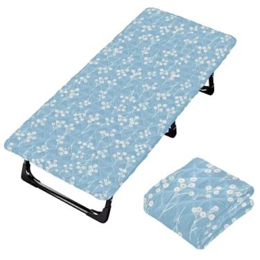 Imagem de Burbuja Lençol de berço de flores brancas para crianças, lençol de cochilo acolchoado portátil com faixa elástica para meninas e meninos, lavável na máquina, 63,5 x 127 cm